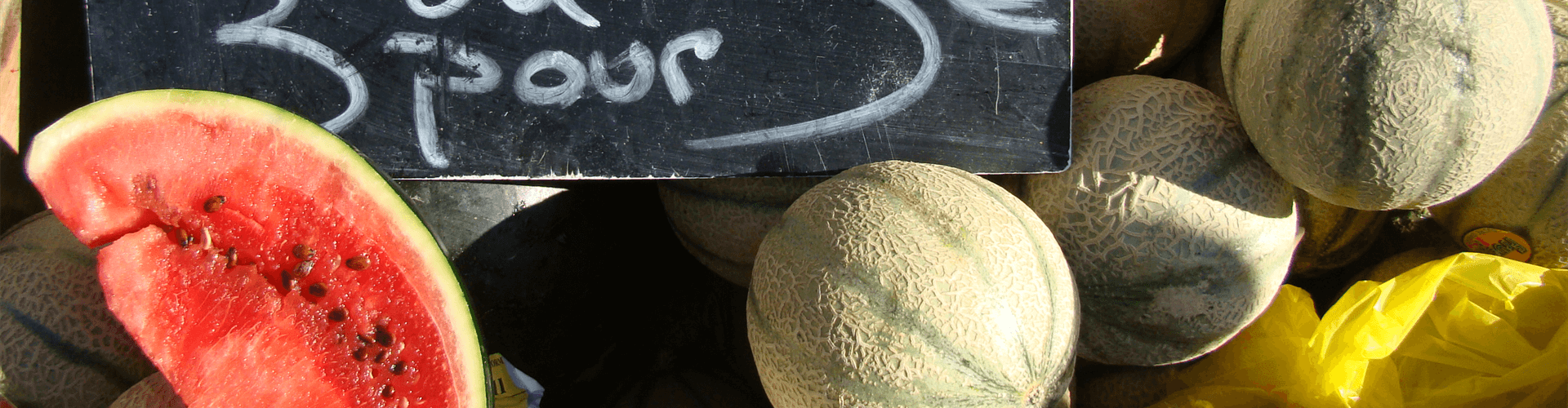 Streekproducten uit Poitou Charentes: meloenen op de markt